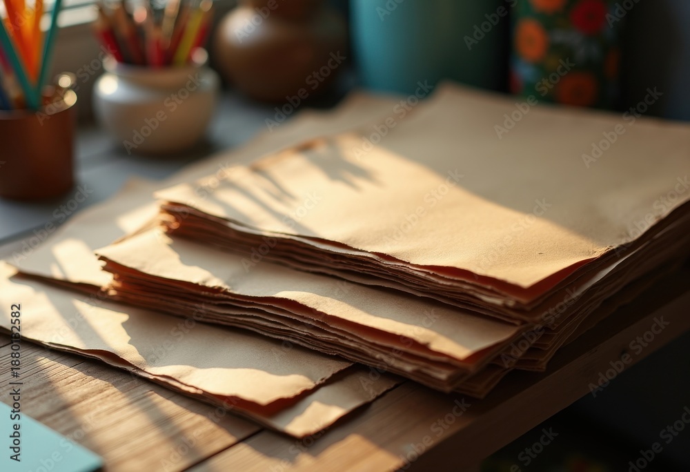 Naklejka premium Authentic Brown Kraft Paper Unbleached Natural Light Absorption Creative Art Supplies