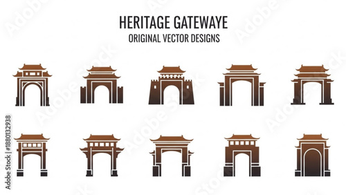 Heritage gateways original vector designs for architecture and travel concepts
