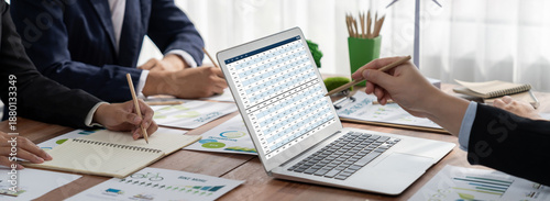Tableau sur toile Accounting software on computer screen showing financial statement spreadsheets