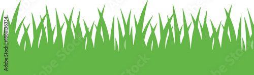 Green Grass Border Seamless Flat Vector Design.