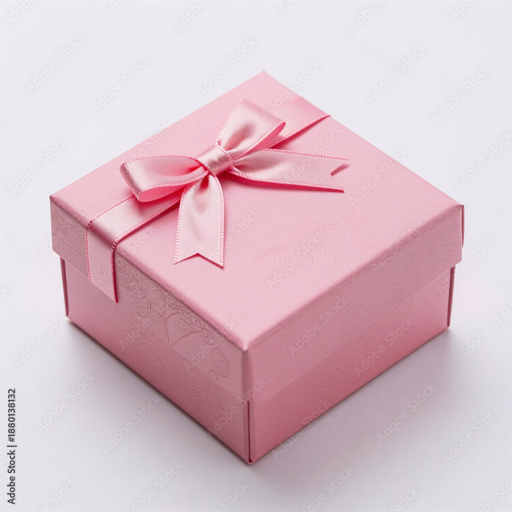 Obraz premium Isolated pink gift box top view for celebration on white background