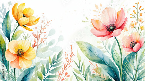 Flowers, spring abstractions, postcard, background drawing, smooth lines, pastel shades, postcard