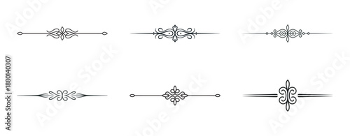 A set of elegant and ornate hand-drawn text dividers and calligraphic flourishes