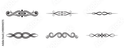 A set of six decorative vintage calligraphic swirls and ornamental text dividers