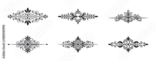 A set of vintage ornamental dividers featuring elegant scrollwork and floral elements