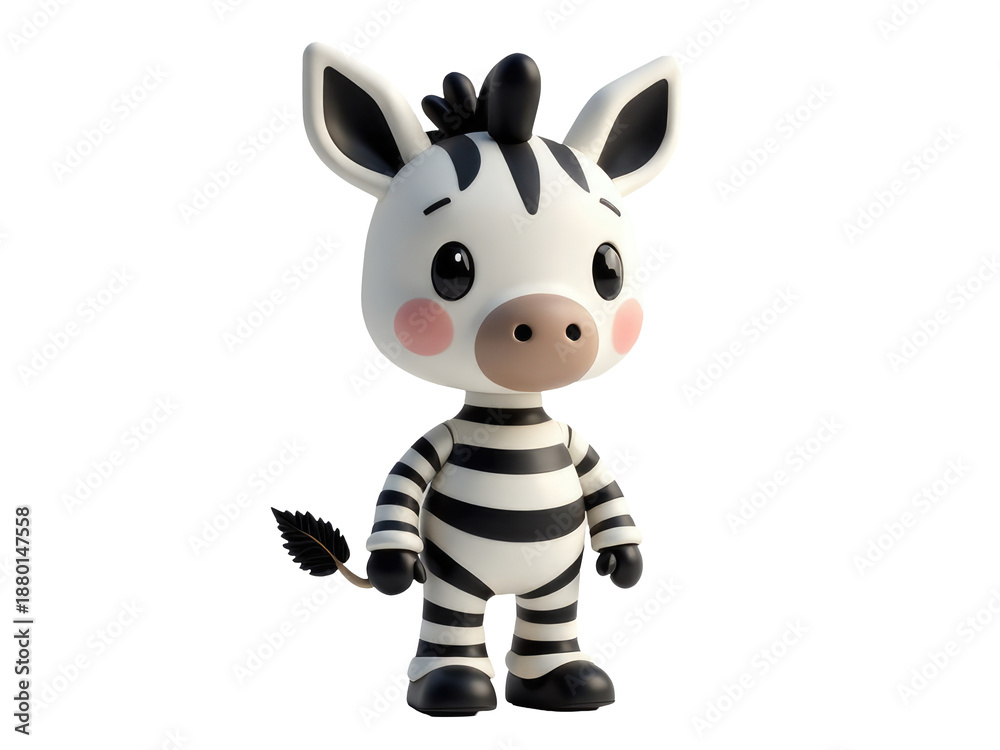 Fototapeta premium A whimsical illustration of a zebra holding a leaf in its mouth