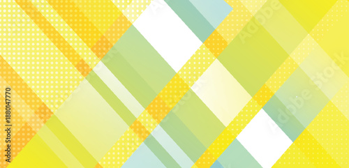 Vibrant Yellow Halftone Geometric Abstract Background with Overlapping Shapes and Dots