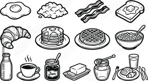 Breakfast Food Set Vector Illustration