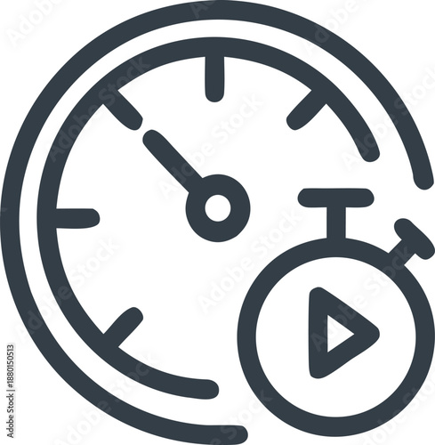 Stopwatch timer with play button icon representing speed measurement or activity duration recording