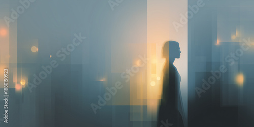 Calm scene inner silence within a digital environment. Mental clarity, emotional balance, in a fast digital world. mindfulness, burnout recovery, digital detox, conscious living. Generative Ai content