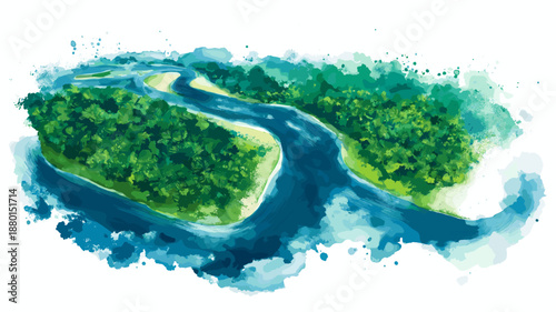 Triple Frontier. Triple Frontier hand drawn watercolor illustration