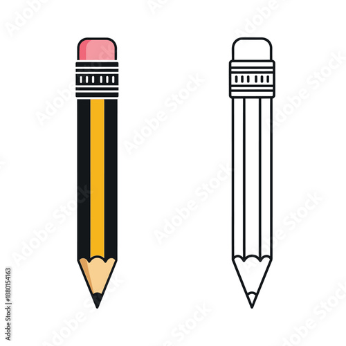 Colorful pencil with eraser and pencil holder