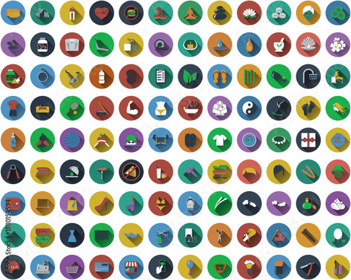 Big set of circle flat design icons