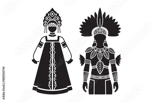 Russian Folk and Indigenous Tribal Costume Silhouettes