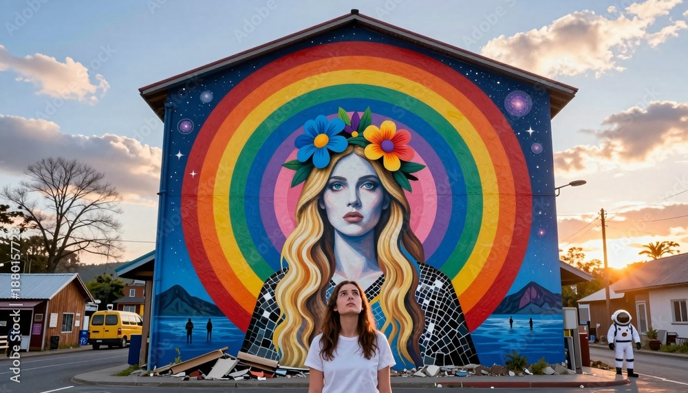 Obraz premium Mural Art Meets Modern Surrealism