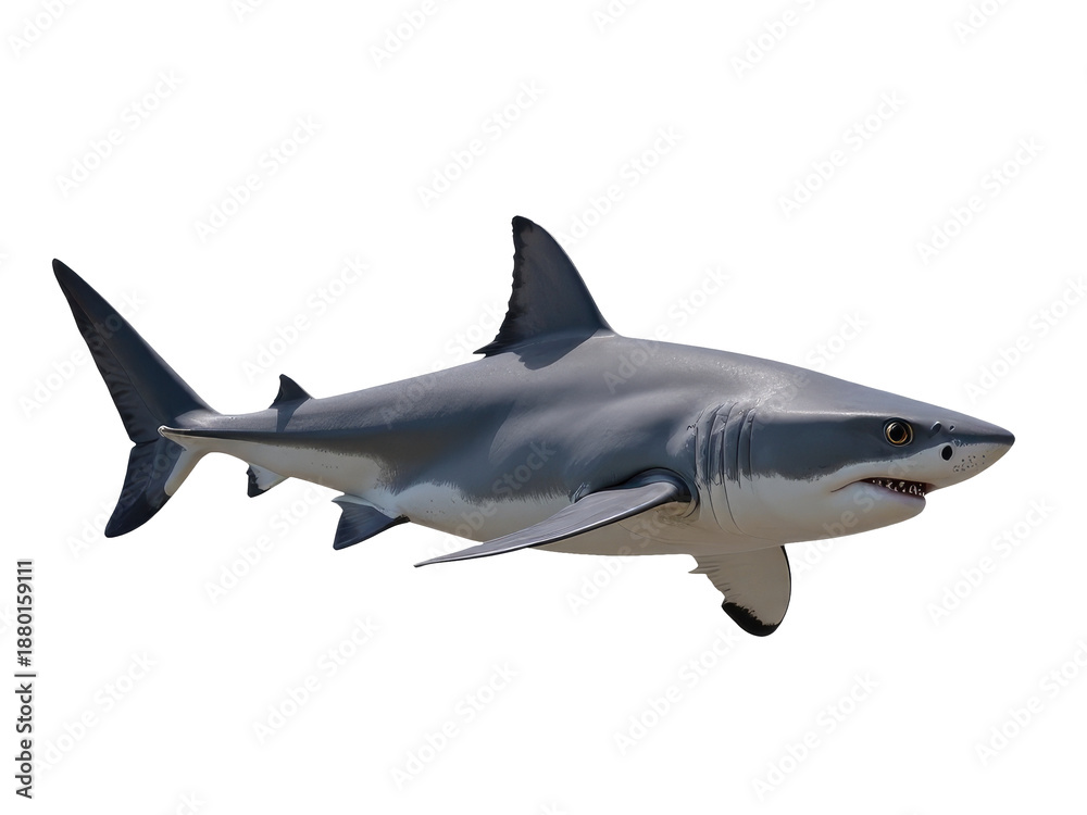 Fototapeta premium A large white shark soaring through the sky