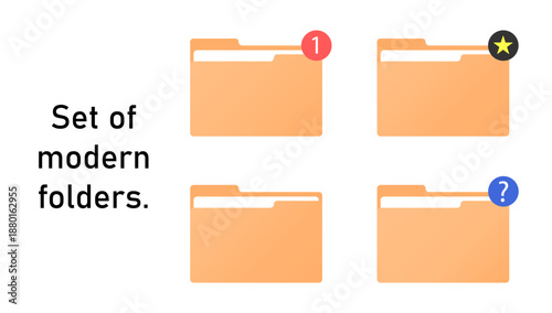 Set of modern folders icons for UI UX