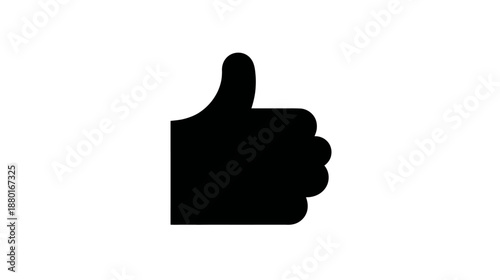 Black thumbs up icon symbol representing approval, like, agreement, success, and positivity on a white background.