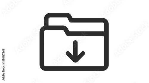 Download folder icon representing digital file storage, data management, and web interface transfer symbol