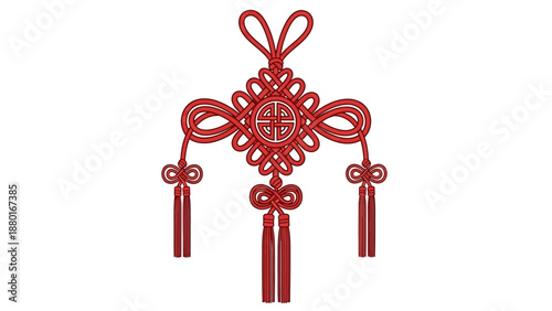 Traditional Red Chinese Decorative Knot with Tassels for New Year