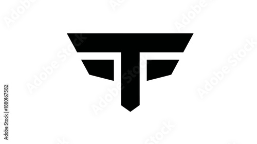 Free Download Bold Geometric Capital Letter T Monogram Icon Design Element on White Background - GFXLoad