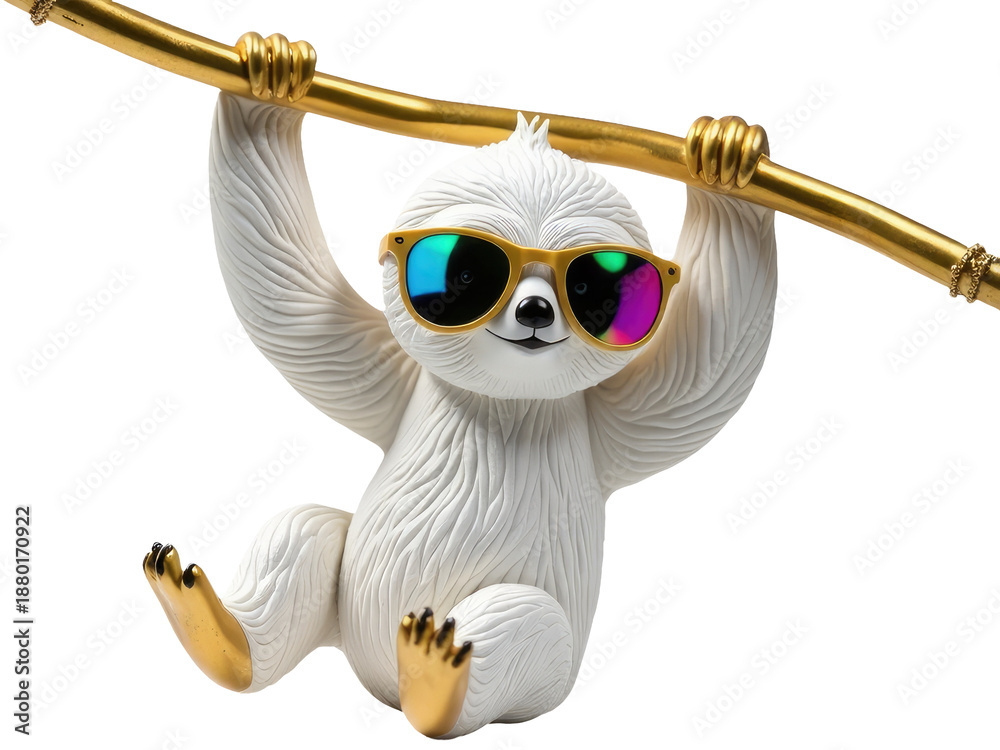 Fototapeta premium A statue of a sloth resting on a branch, great for offices or nature-themed decorations