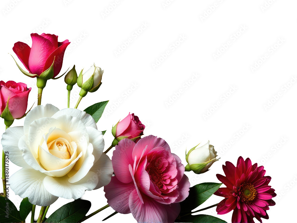 Naklejka premium A delicate arrangement of pink and white flowers in a vase, perfect for decorating any space