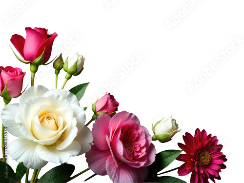 A delicate arrangement of pink and white flowers in a vase, perfect for decorating any space