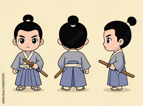 Chibi Samurai Warrior Character Design.