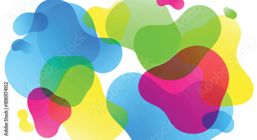 Modern Abstract Background with Overlapping Colorful Transparent Fluid Shapes and Bubbles