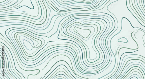 Minimalist Green Sage Topographic Pattern Background with Delicate Organic Contour Lines