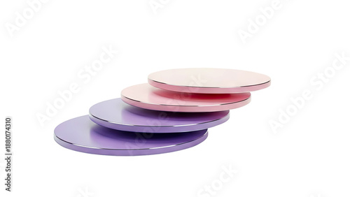 Stack of Round Pink and Purple Platforms with Silver Edges