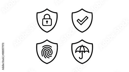 Security icons set with shield and protection symbols