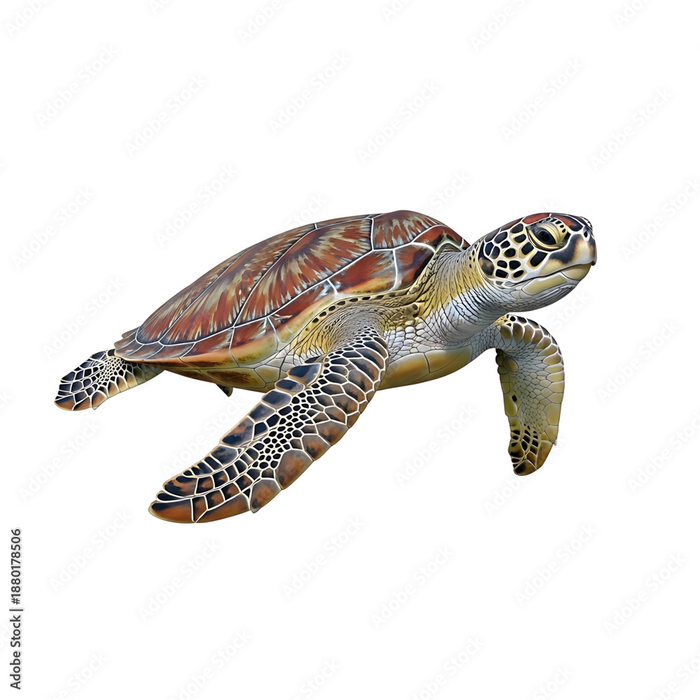 Fototapeta premium Vibrant sea turtle swimming in crystal clear waters