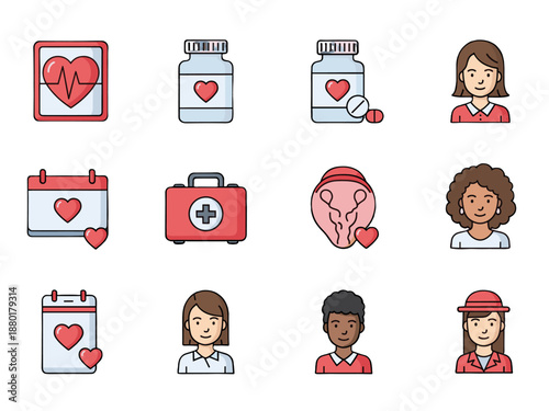 A simple illustration depicting a red heart icon displayed on a smartphone screen. Ideal for concepts relating to love, connection, online dating, or 