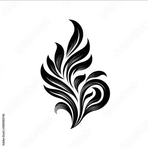 elegant abstract floral leaf icon flowing curved shapes with Indian cultural influence elegant curved lines traditional yet modern inspired by Indian motifs a