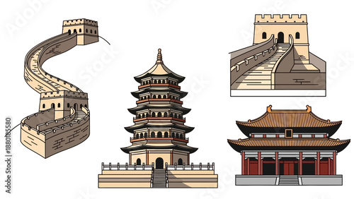 Collection of famous Chinese architecture includes Great Wall.