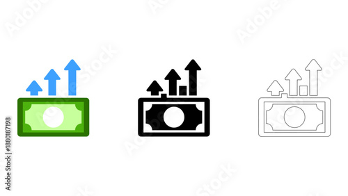 Money growth profit icon in colourful, solid, line styles - financial success