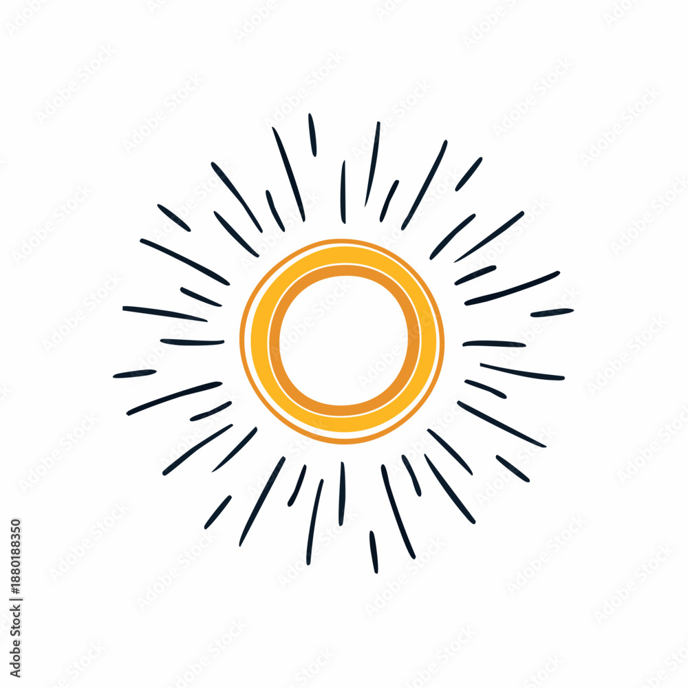 Fototapeta premium Sun Illustration with Radiating Lines