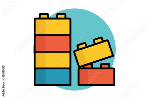 Building block icon. colored outline icon style. icon related to  constructive creativity. creativity elements vector illustration