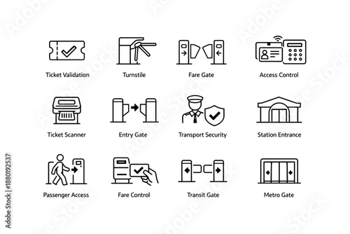 Public transport entry icons: validation, security, and access control systems