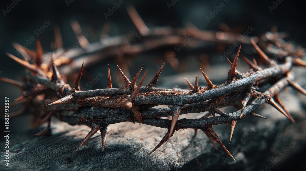Fototapeta premium Crown of thorns and cross are significant Christian symbols embodying Jesus Christ s sacrifice and symbolizing the essence of the faith