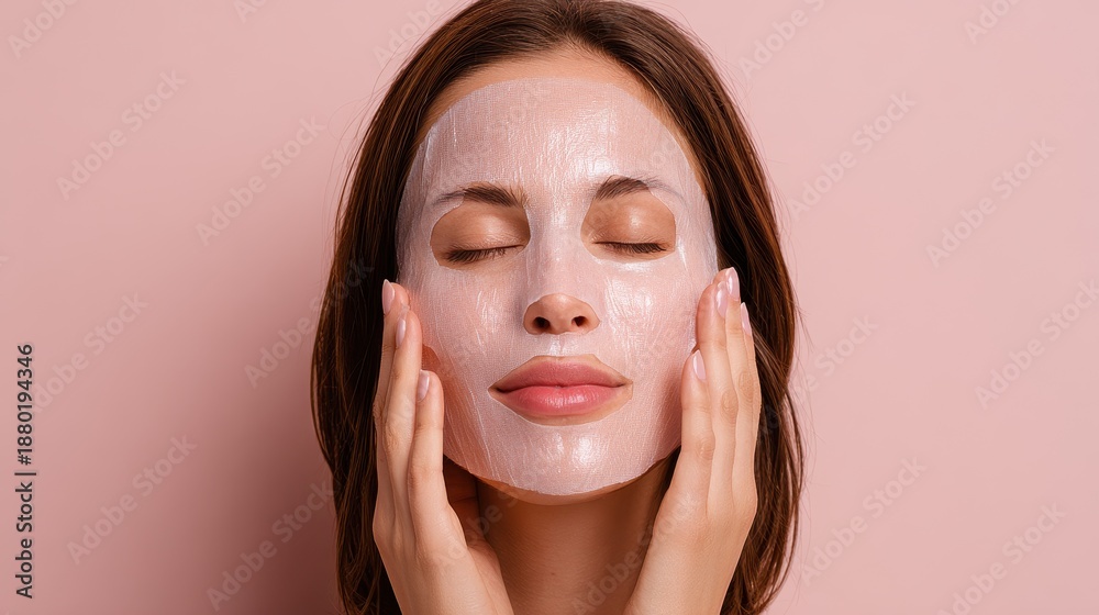 © LimeSky - Attractive woman applying a clear facial mask eyes shut brunette beauty theme