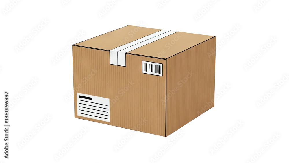 Fototapeta premium Cardboard Shipping Box with Barcode
