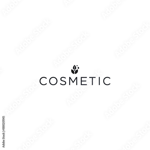 Elegant cosmetic logo design featuring a botanical element for beauty products.