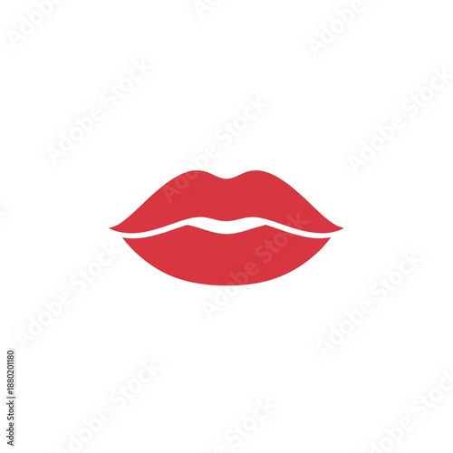 Stylized Red Lips Illustration on White Background.