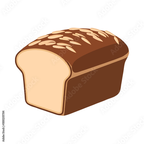 Delicious loaf of bread isolated on white background, Vector, illustration