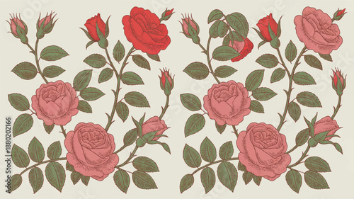 Vintage Valentine Floral Seamless Pattern Vector for Romantic Gift Wrap and Textiles