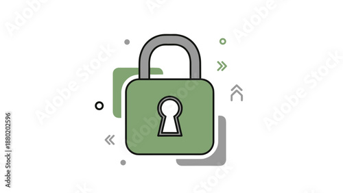 Green padlock icon with a keyhole, symbolizing security, safety, privacy, and data protection in a digital environment.