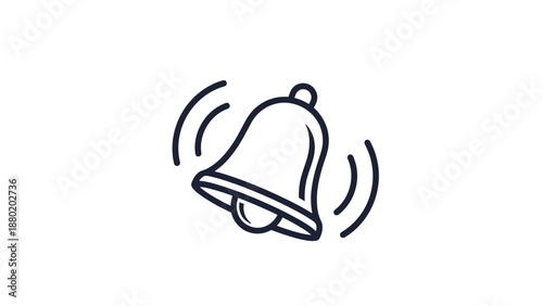 Ringing bell line art icon, a simple symbol for notifications, alarms, reminders, or incoming alerts on a user interface.